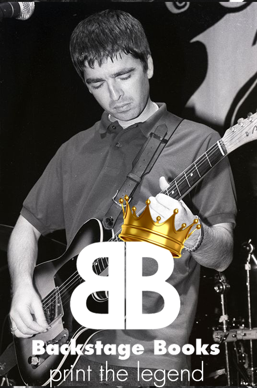 print the legend - the Backstage Books lockup over a live shot, guitarist